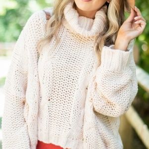 Cozy Satisfaction Ecru "White"(peachy) sweater